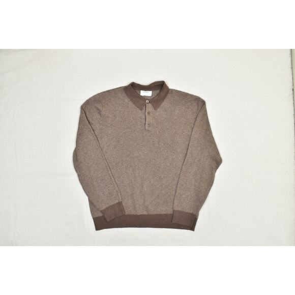 Old Navy Sweater Mens Large Brown Collared Pullover Cotton Blend Casual Knit New - Picture 2 of 8